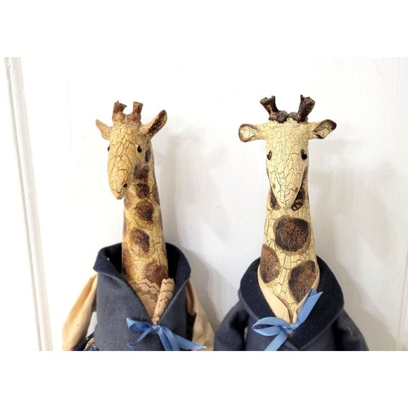 Vintage Artist Folk Dolls Dressed Giraffe Couple - Picture 2 of 7